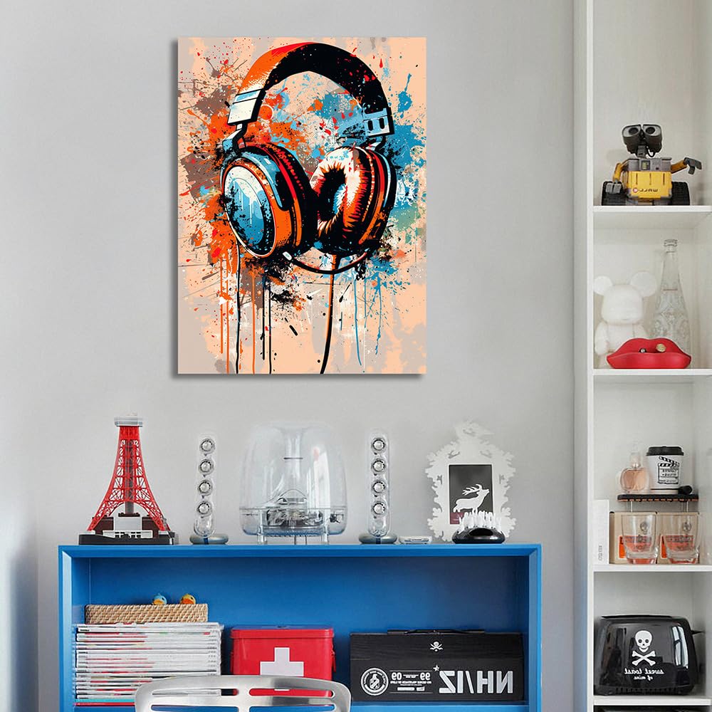 Amazon.com: Ypxzzj Graffiti Headphone Canvas Wall Art Poster